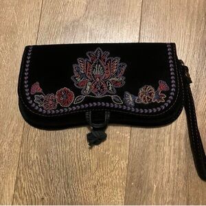 Vintage Velvet Lucky Brand Embroidered Wristlet